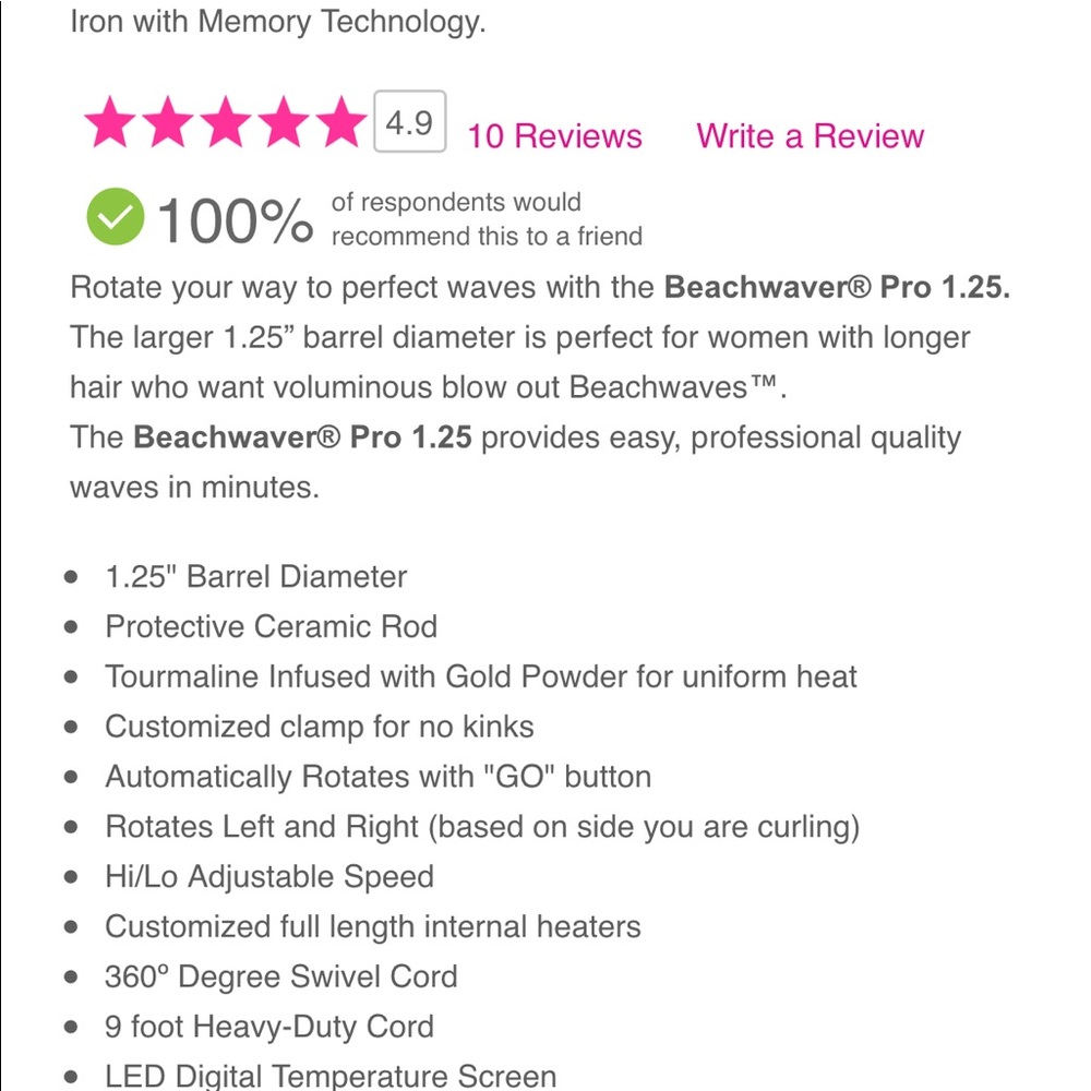 Beachwaver Pro Line 1.25 Rotating Curling Iron - Picture 2 of 5